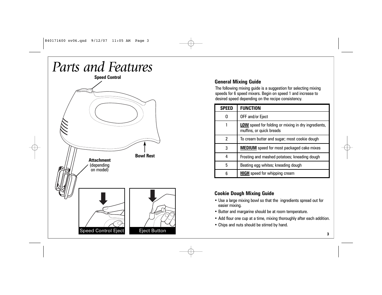 Parts and features | Hamilton Beach 62650C User Manual | Page 3 / 24