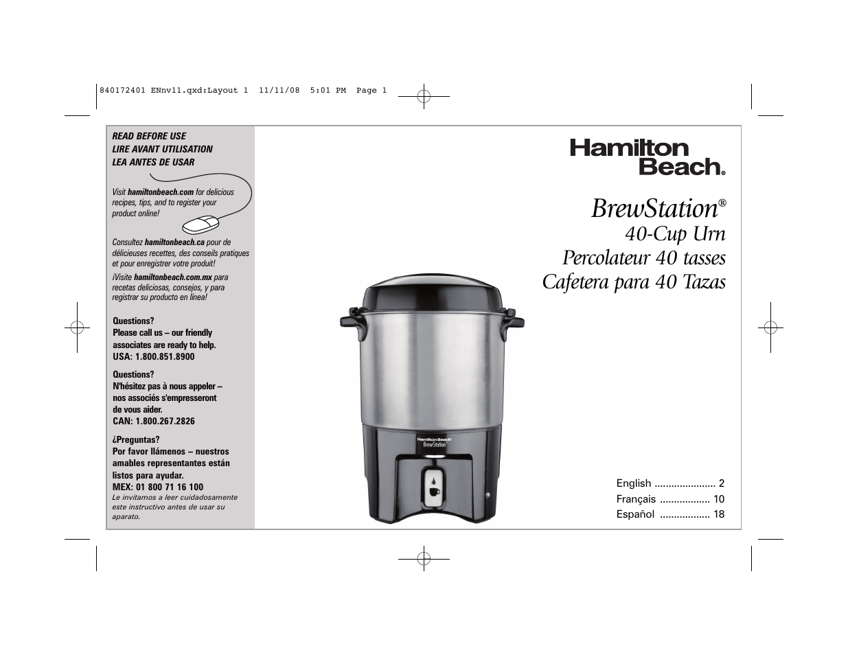 Hamilton Beach BrewStation 40540 User Manual | 28 pages
