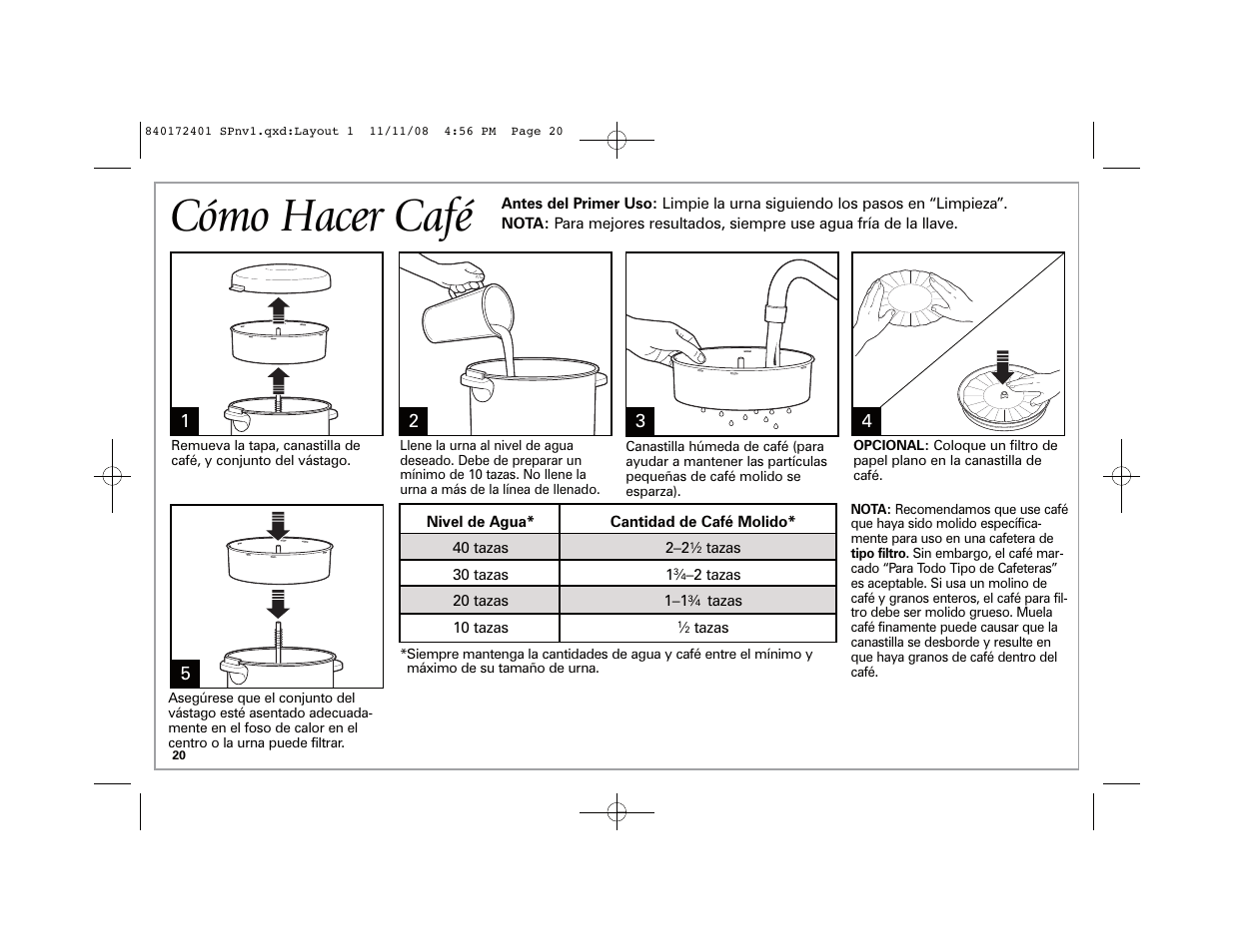 Cómo hacer café | Hamilton Beach BrewStation 40540 User Manual | Page 20 / 28