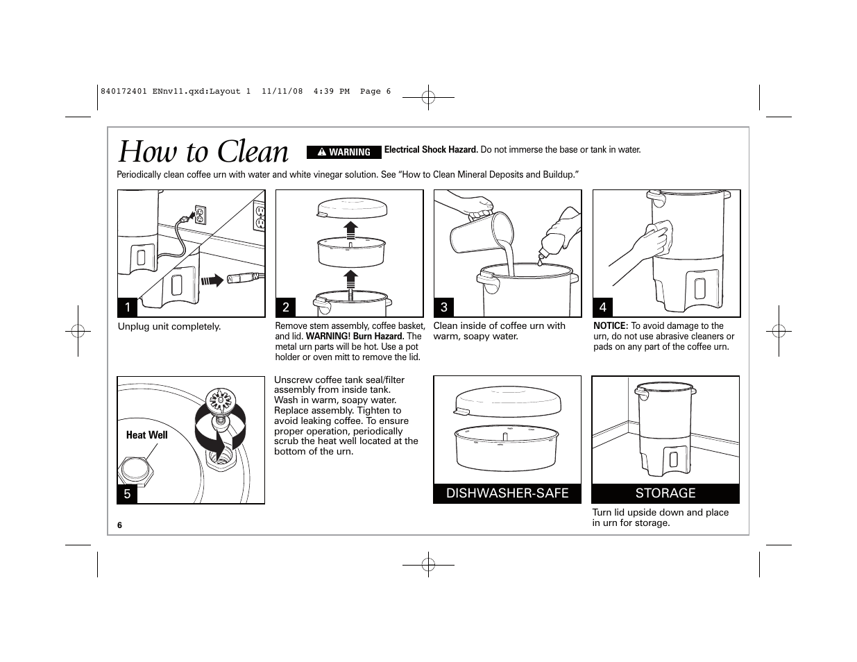 How to clean | Hamilton Beach BrewStation 40540 User Manual | Page 6 / 28