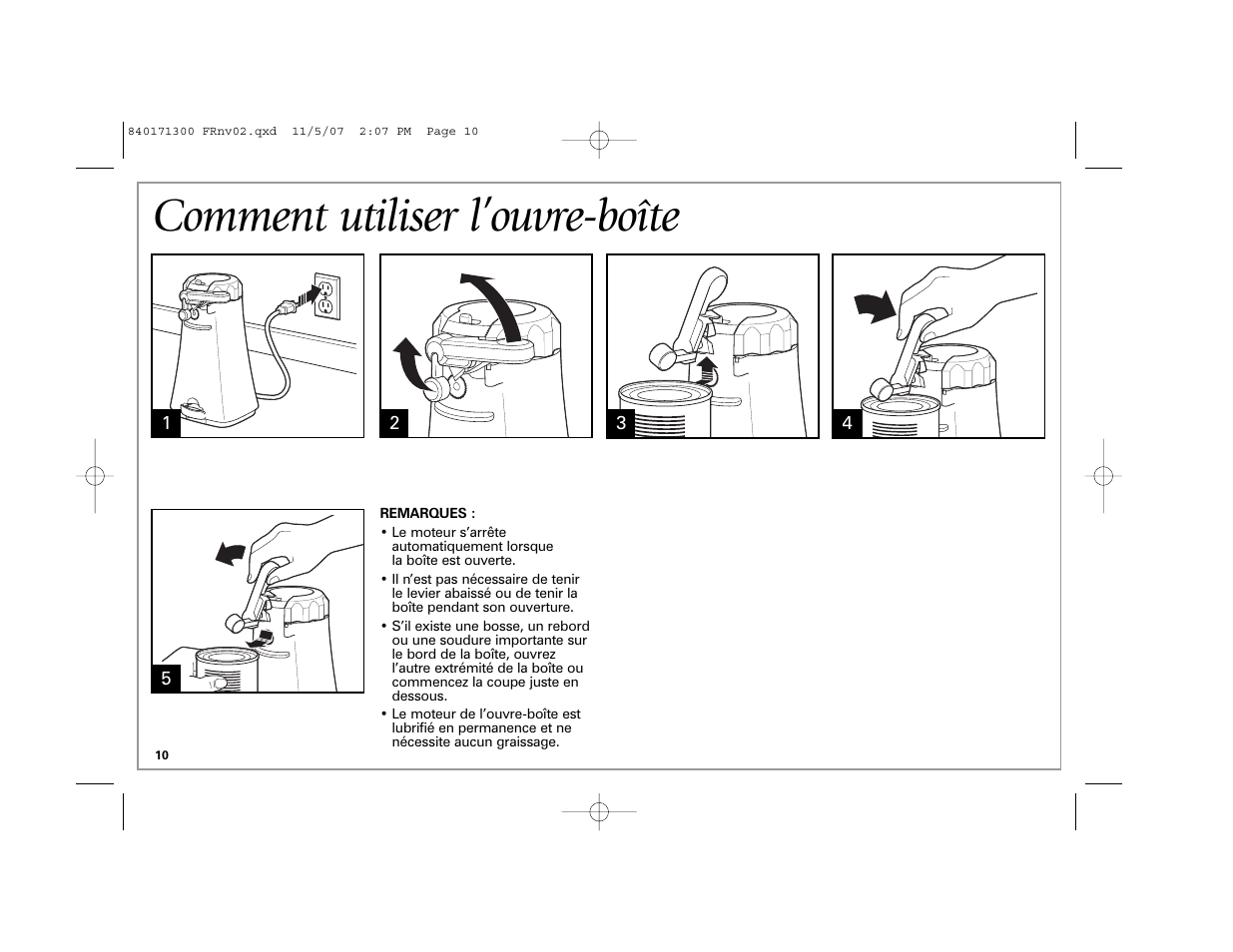Comment utiliser l’ouvre-boîte | Hamilton Beach Opening Station User Manual | Page 10 / 20
