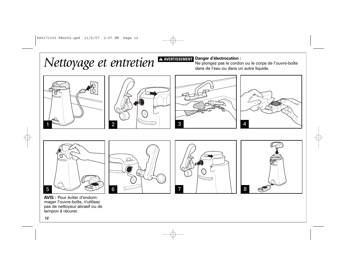 Nettoyage et entretien | Hamilton Beach Opening Station User Manual | Page 12 / 20