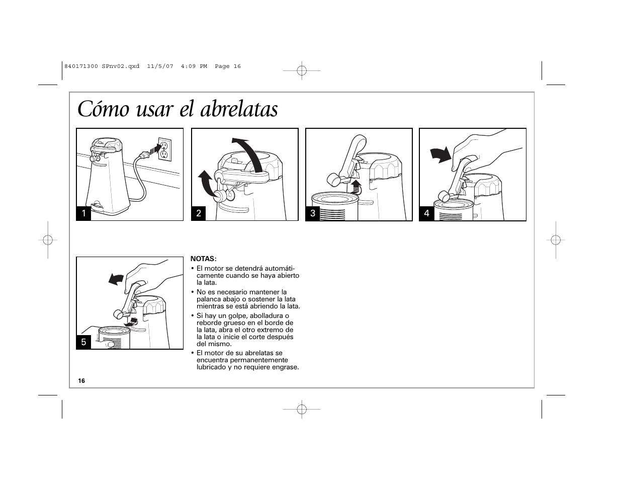 Cómo usar el abrelatas | Hamilton Beach Opening Station User Manual | Page 16 / 20