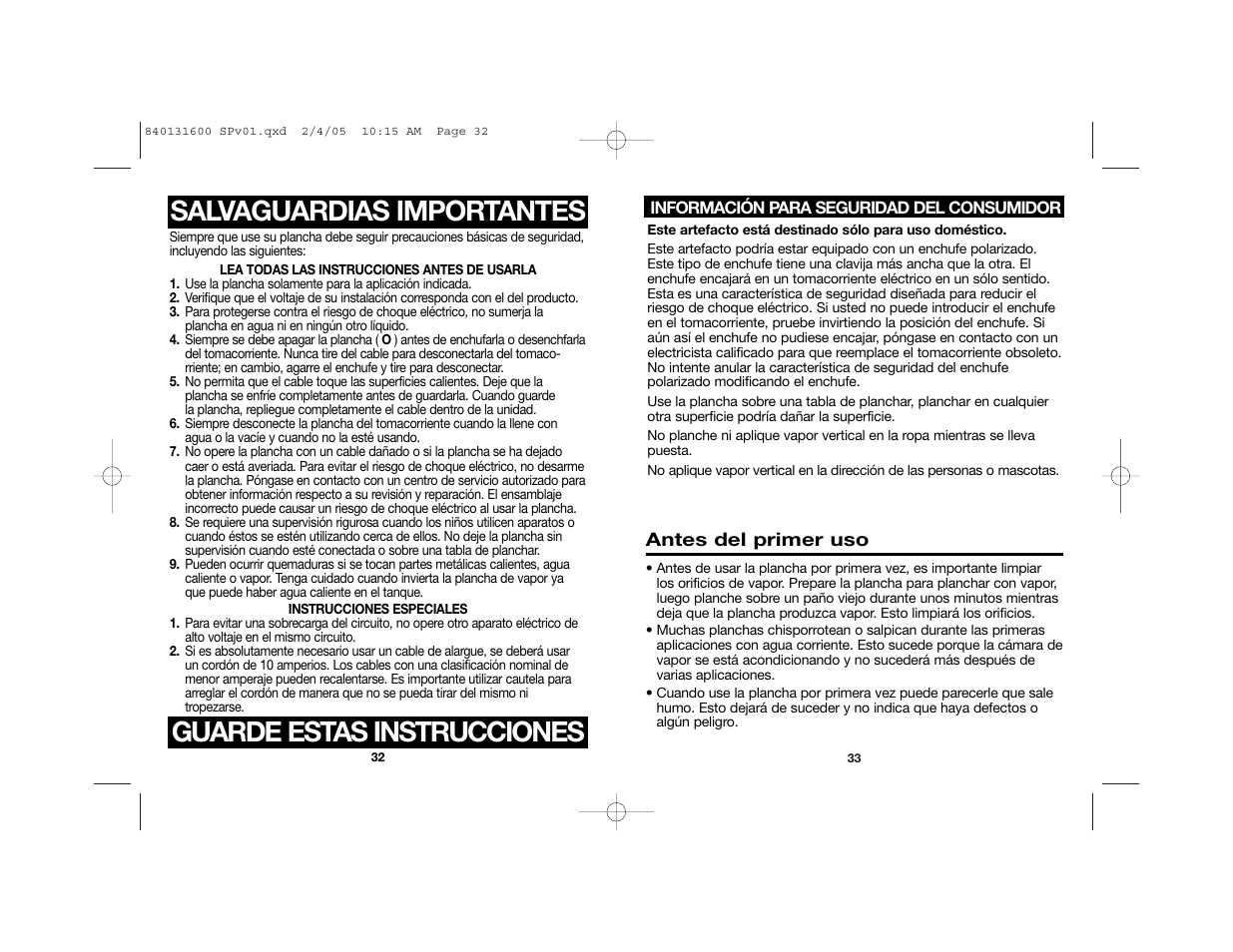 Salvaguardias importantes, Guarde estas instrucciones | Hamilton Beach 840131600 User Manual | Page 17 / 25