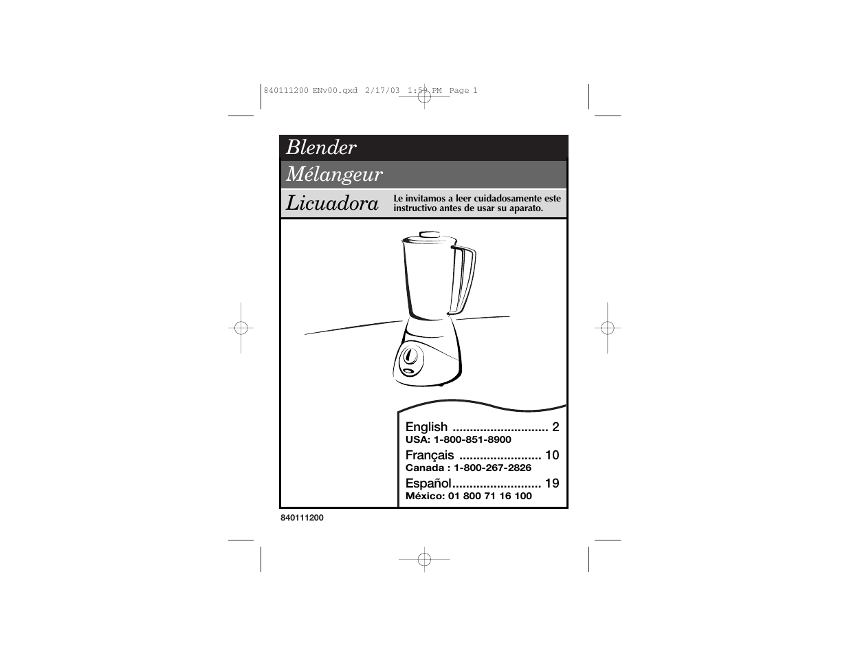 Hamilton Beach 840111200 User Manual | 16 pages