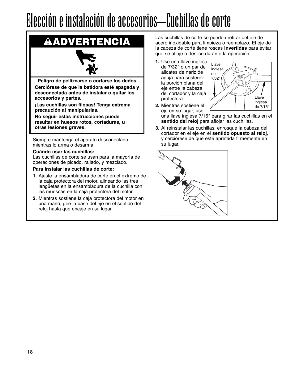 Wadvertencia | Hamilton Beach Immersion Mixer User Manual | Page 18 / 24