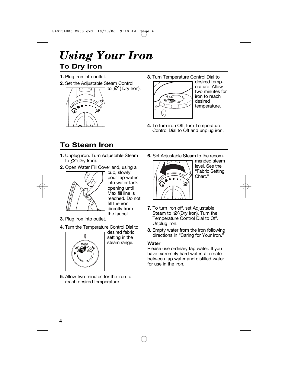 Using your iron | Hamilton Beach 840154800 User Manual | Page 4 / 24