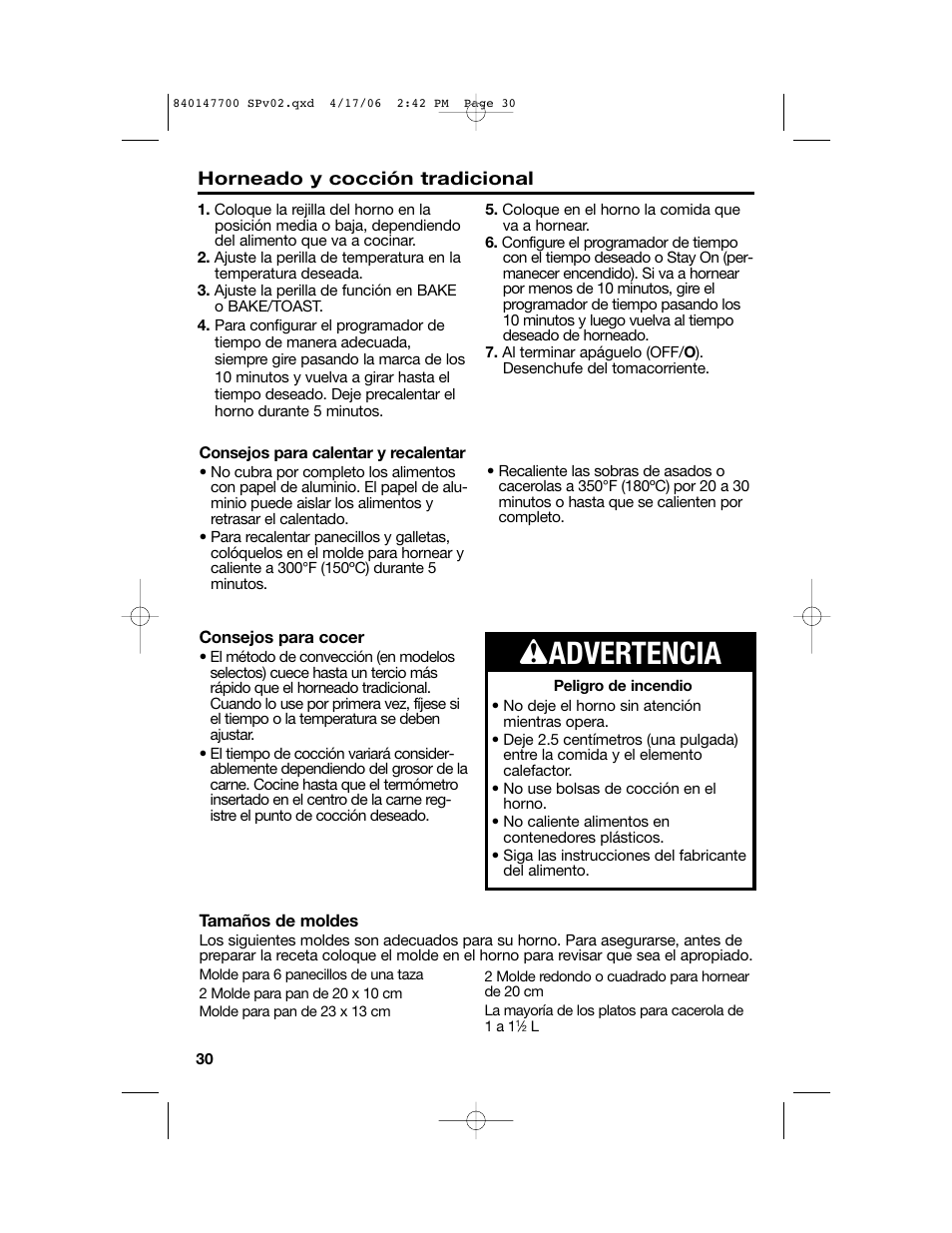 W advertencia | Hamilton Beach 31180 User Manual | Page 30 / 36