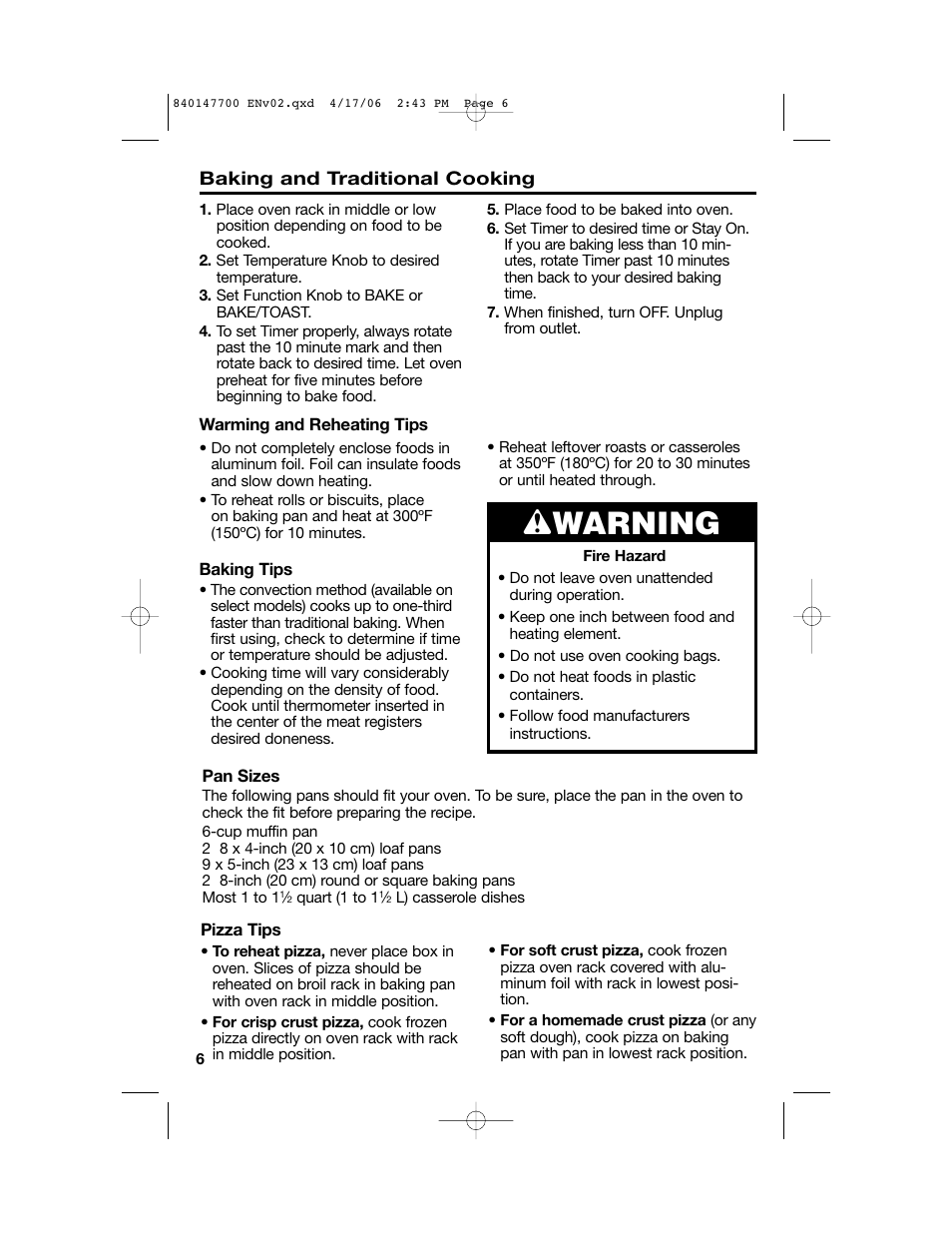 Wwarning | Hamilton Beach 31180 User Manual | Page 6 / 36