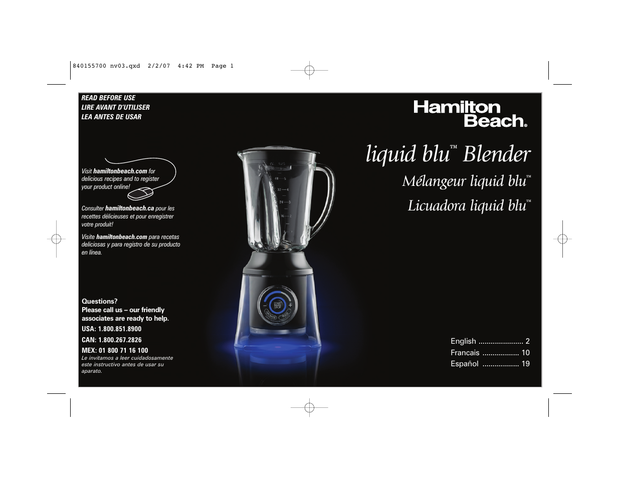 Hamilton Beach liquid blu 59205 B42 User Manual | 28 pages