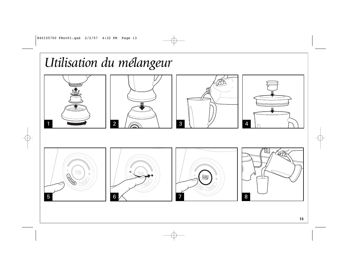 Utilisation du mélangeur | Hamilton Beach liquid blu 59205 B42 User Manual | Page 13 / 28