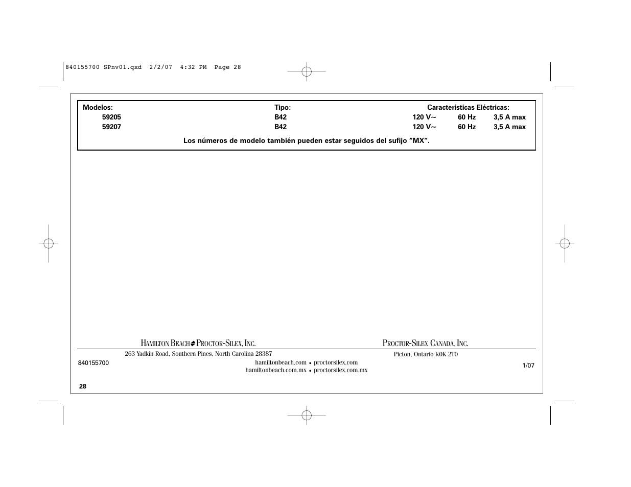 Hamilton Beach liquid blu 59205 B42 User Manual | Page 28 / 28