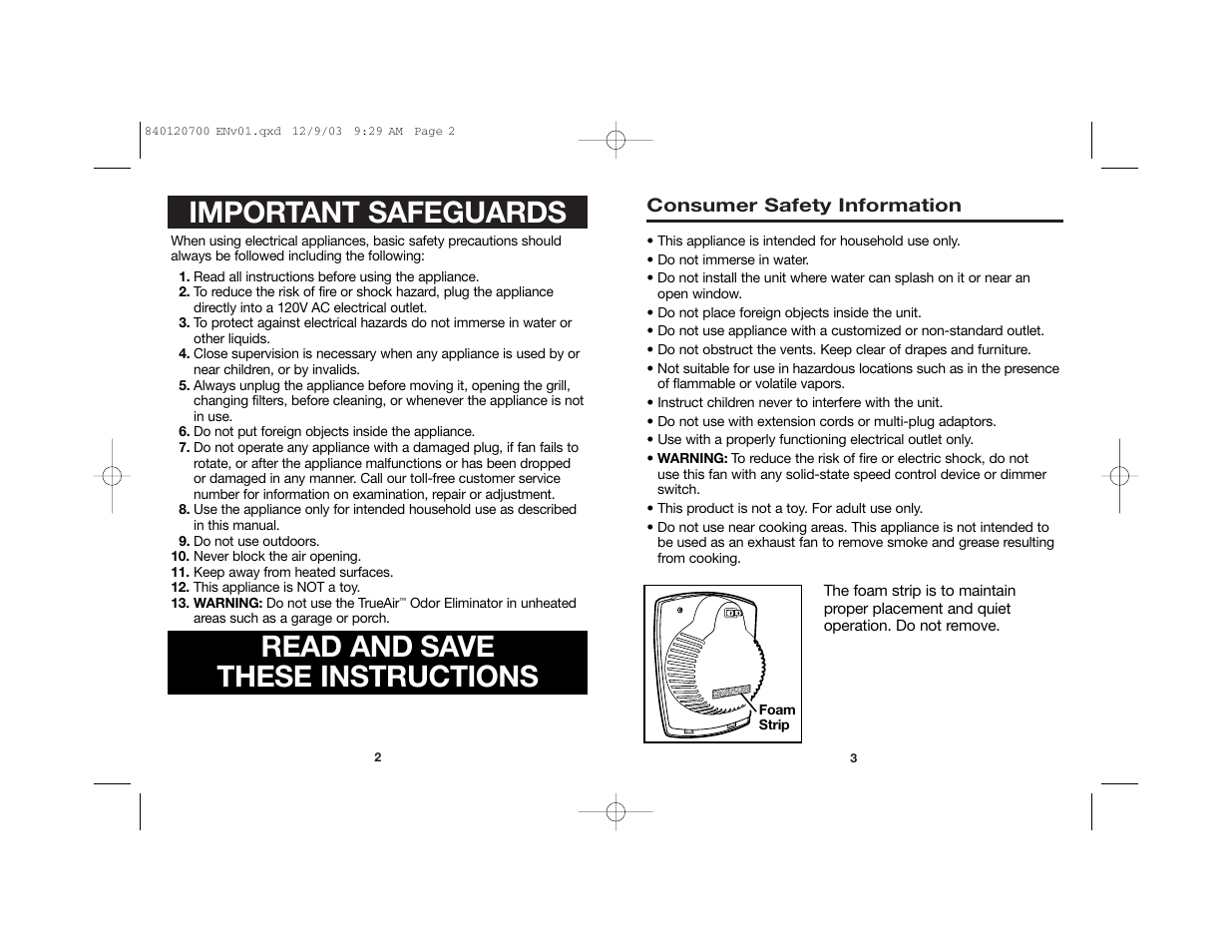 Hamilton Beach TrueAir 840120700 User Manual | Page 2 / 14