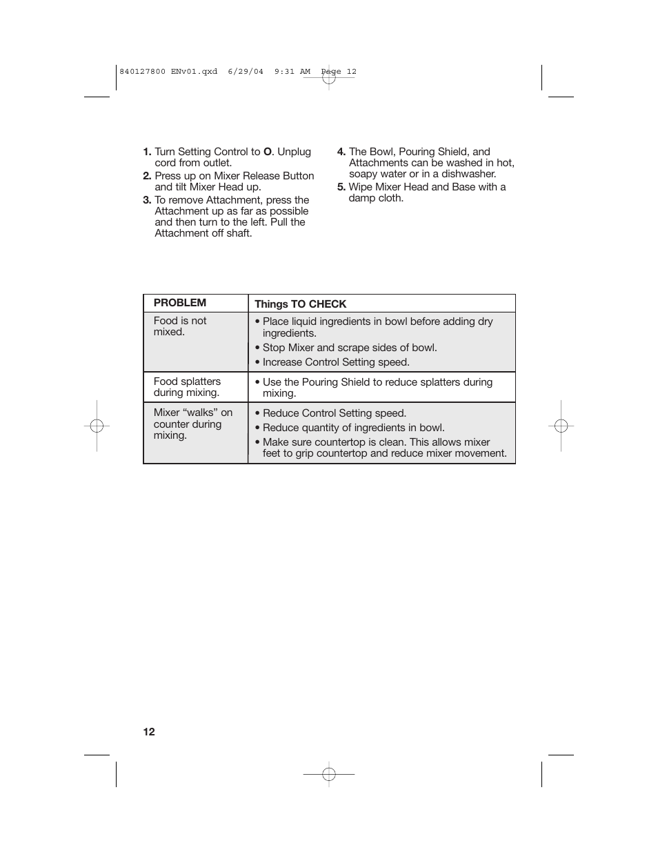 How to clean your mixer troubleshooting | Hamilton Beach 63225 User Manual | Page 12 / 28