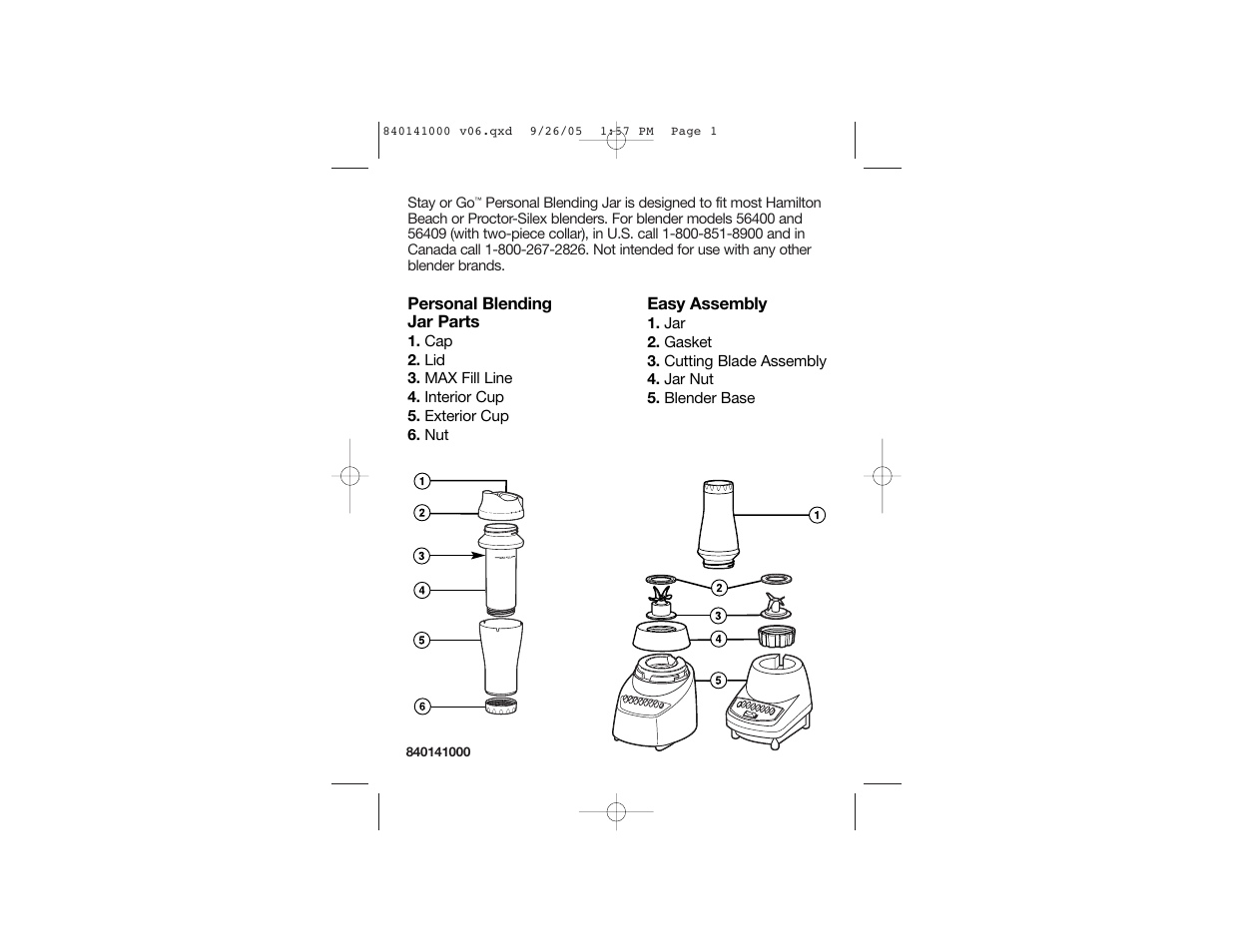 Hamilton Beach Stay or Go 56409 User Manual | 9 pages