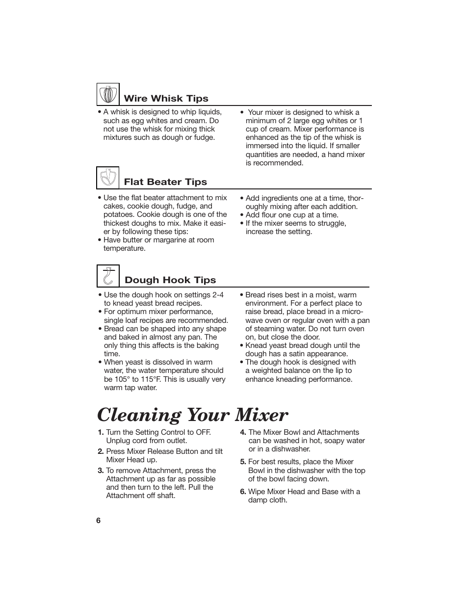 Cleaning your mixer | Hamilton Beach 840125800 User Manual | Page 6 / 12