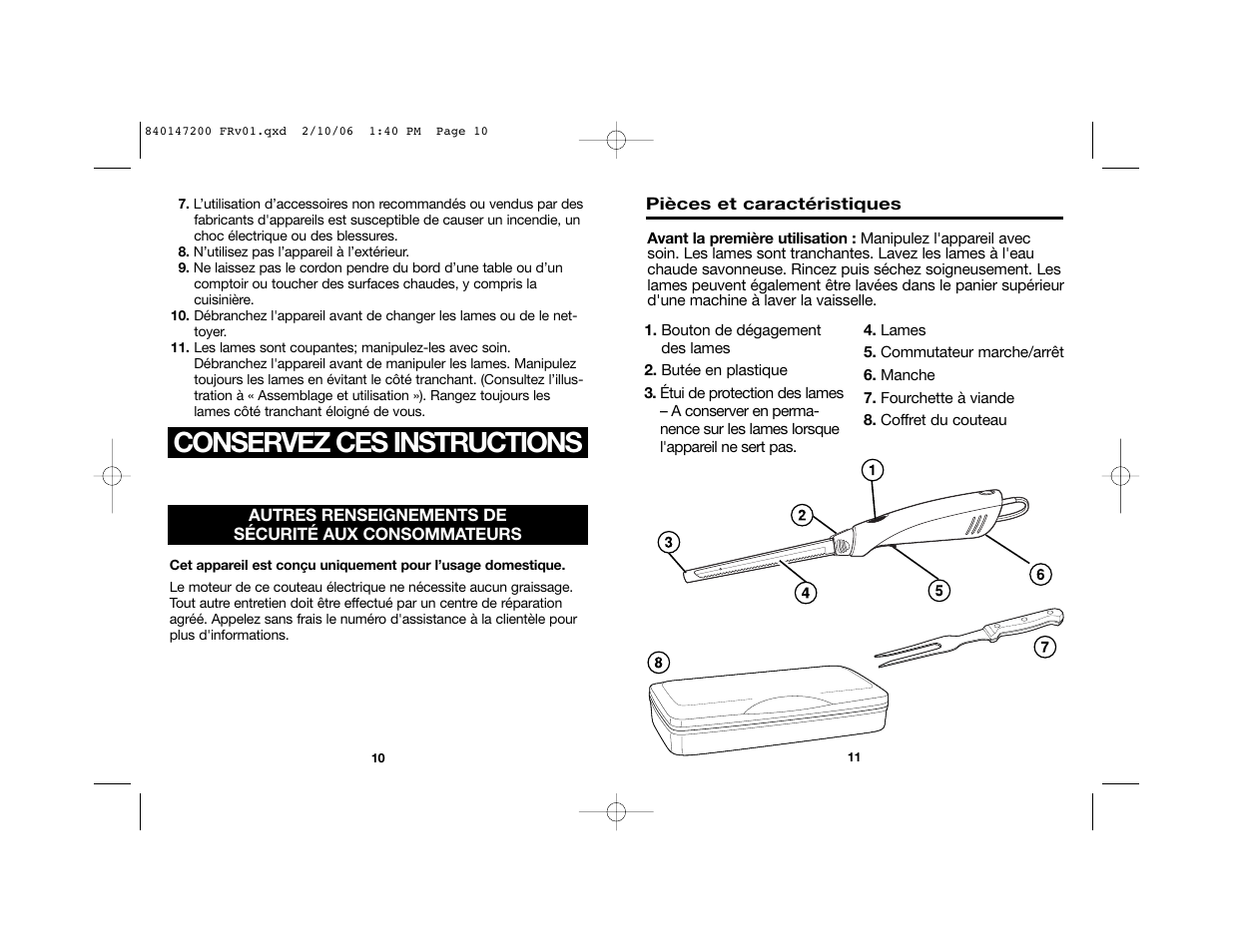 Conservez ces instructions | Hamilton Beach 840147200 User Manual | Page 7 / 14