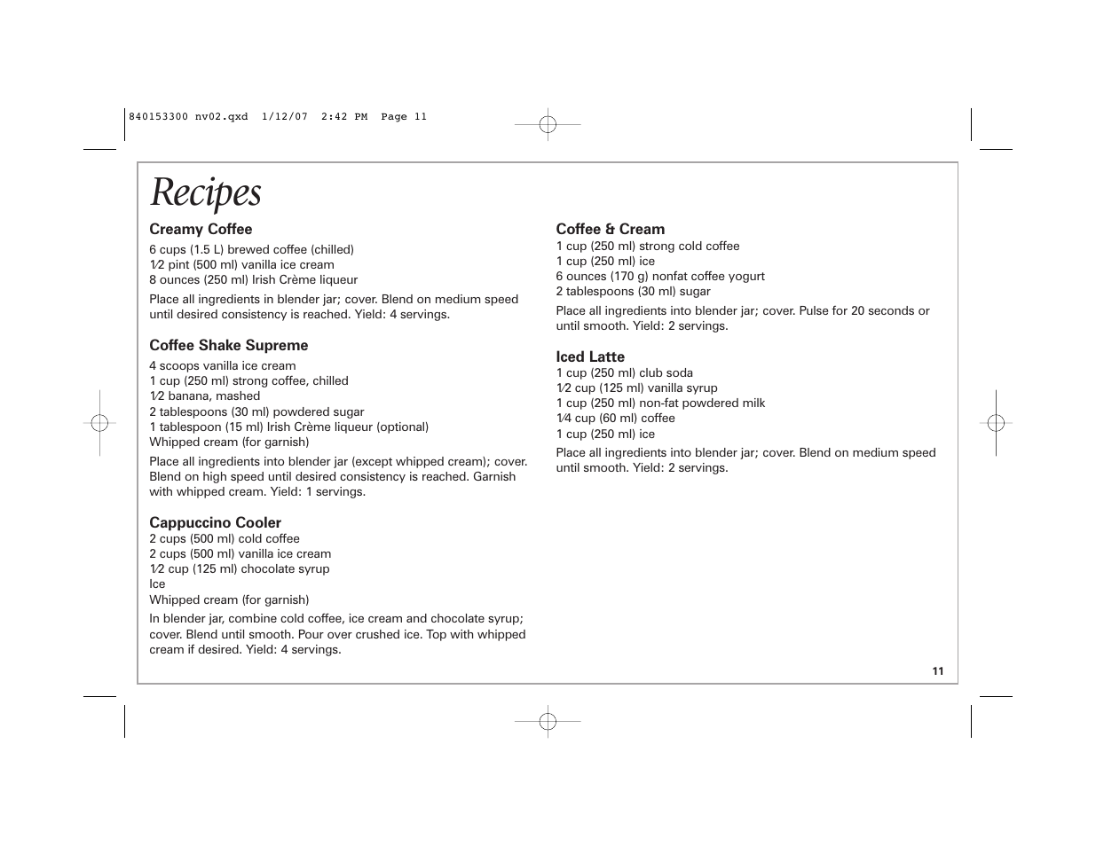 Recipes | Hamilton Beach Eclectrics User Manual | Page 11 / 44