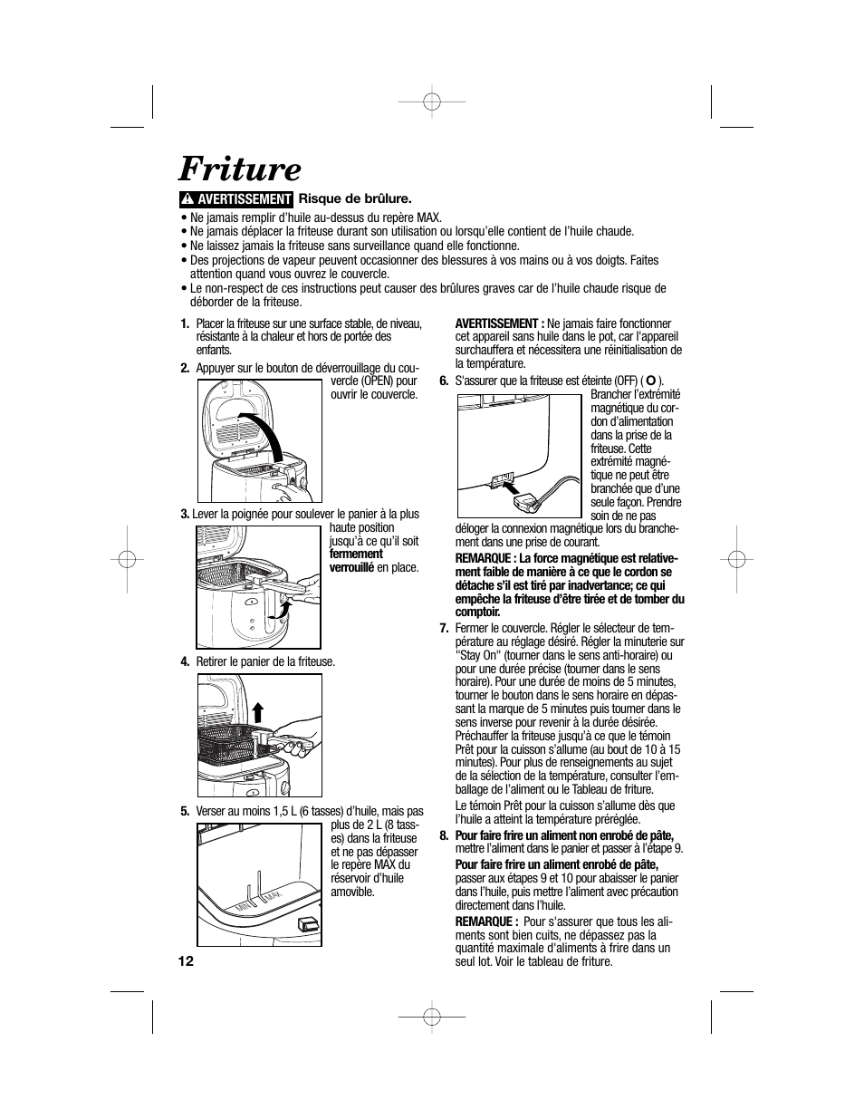 Friture | Hamilton Beach 840114001 User Manual | Page 12 / 28