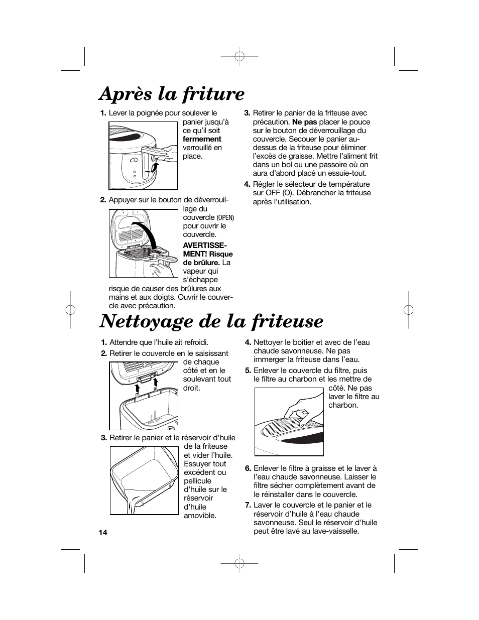 Nettoyage de la friteuse après la friture | Hamilton Beach 840114001 User Manual | Page 14 / 28