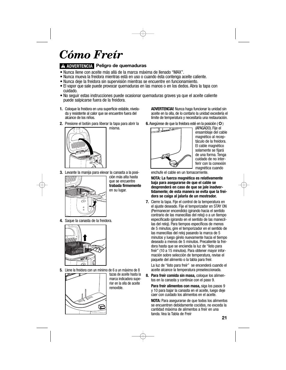 Cómo freír | Hamilton Beach 840114001 User Manual | Page 21 / 28