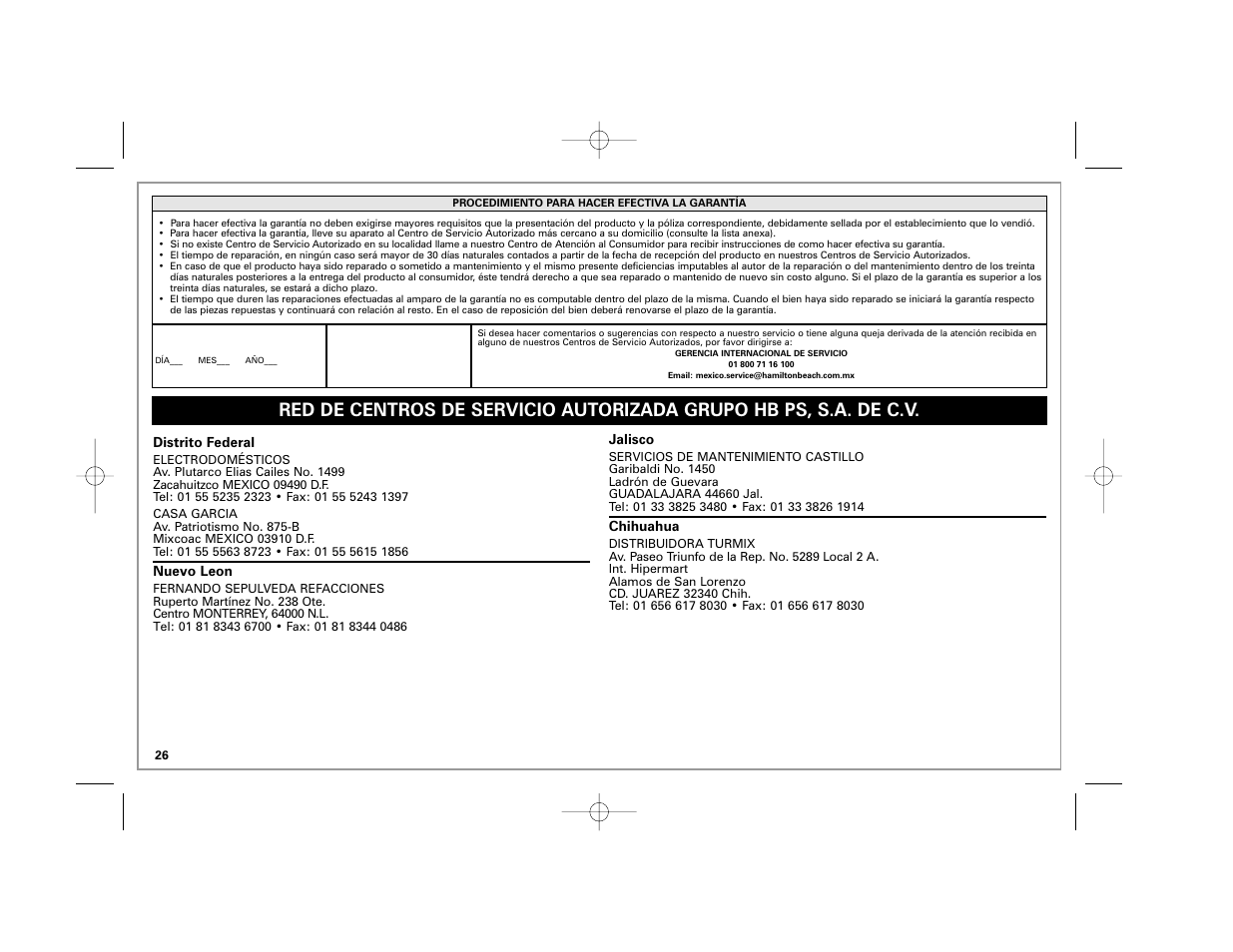 Hamilton Beach 59205C User Manual | Page 26 / 28