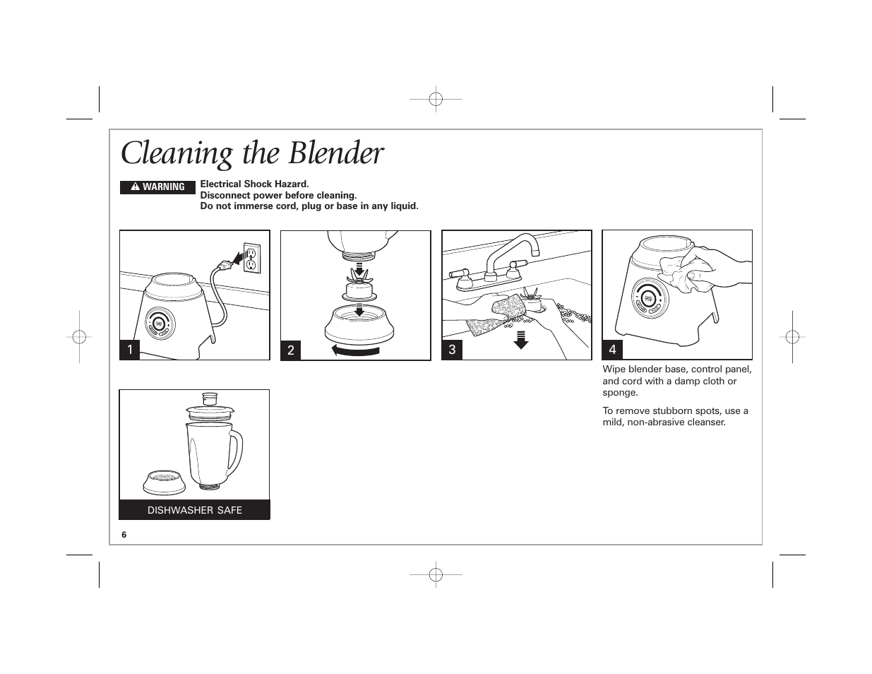Cleaning the blender | Hamilton Beach 59205C User Manual | Page 6 / 28