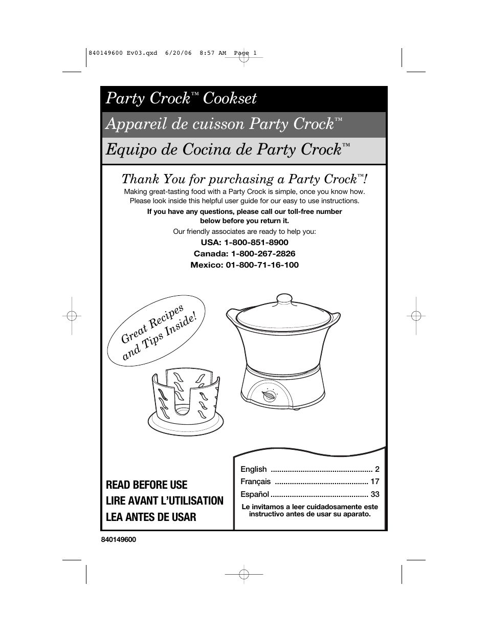 Hamilton Beach Party Crock 840149600 User Manual | 52 pages