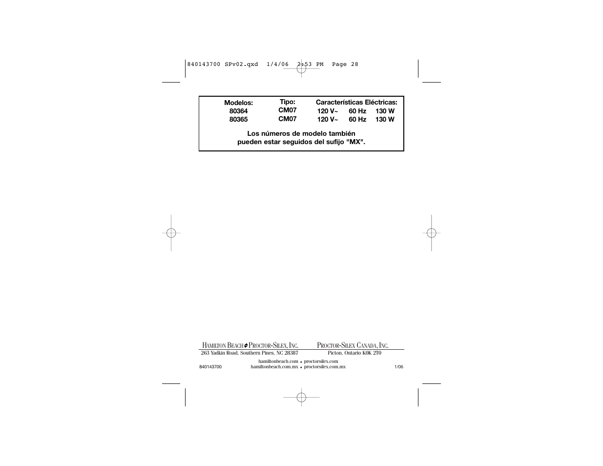 Hamilton Beach 80365C User Manual | Page 16 / 16