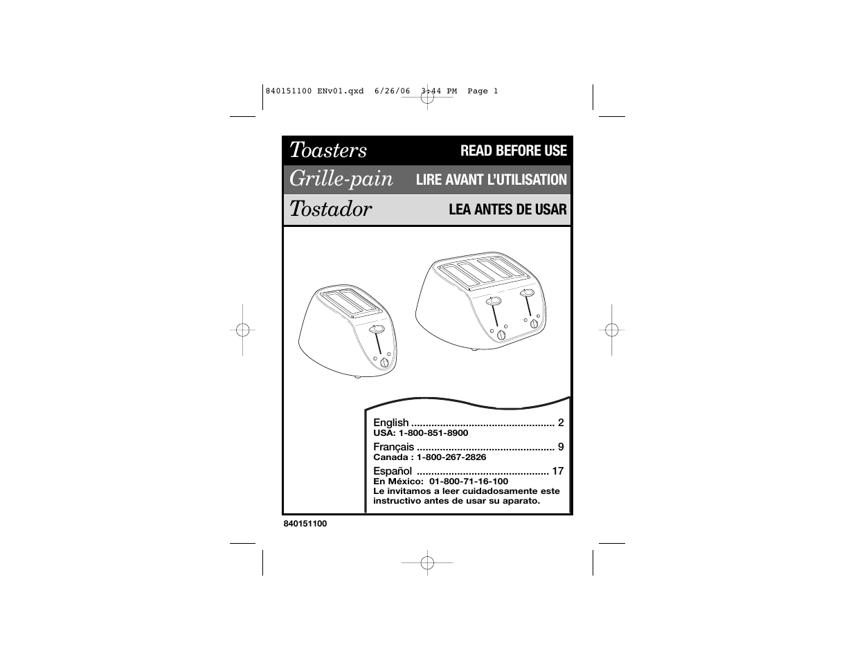 Hamilton Beach Toasters 22988 User Manual | 17 pages