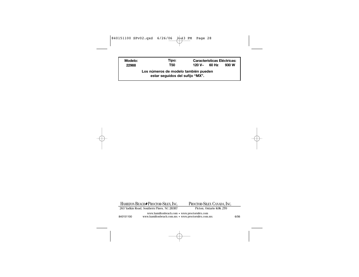 Hamilton Beach Toasters 22988 User Manual | Page 17 / 17