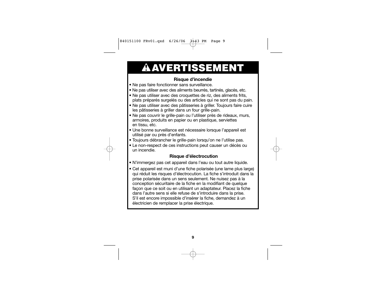 Wavertissement | Hamilton Beach Toasters 22988 User Manual | Page 6 / 17