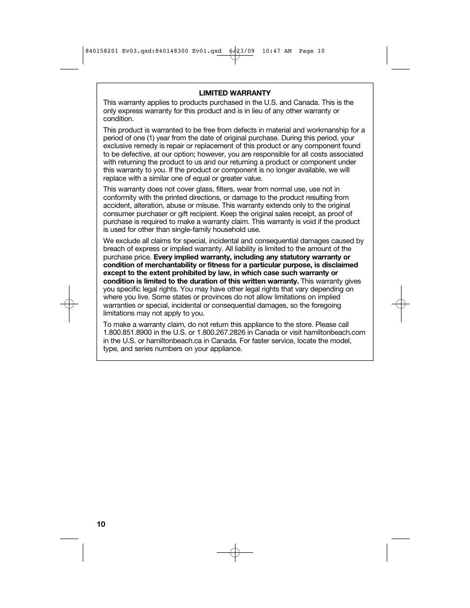 Hamilton Beach 840158201 User Manual | Page 10 / 32