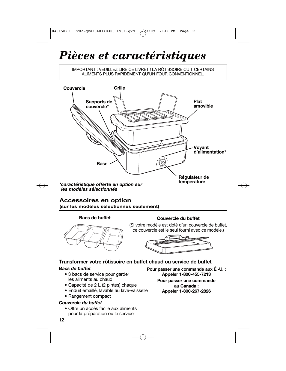 Pièces et caractéristiques | Hamilton Beach 840158201 User Manual | Page 12 / 32