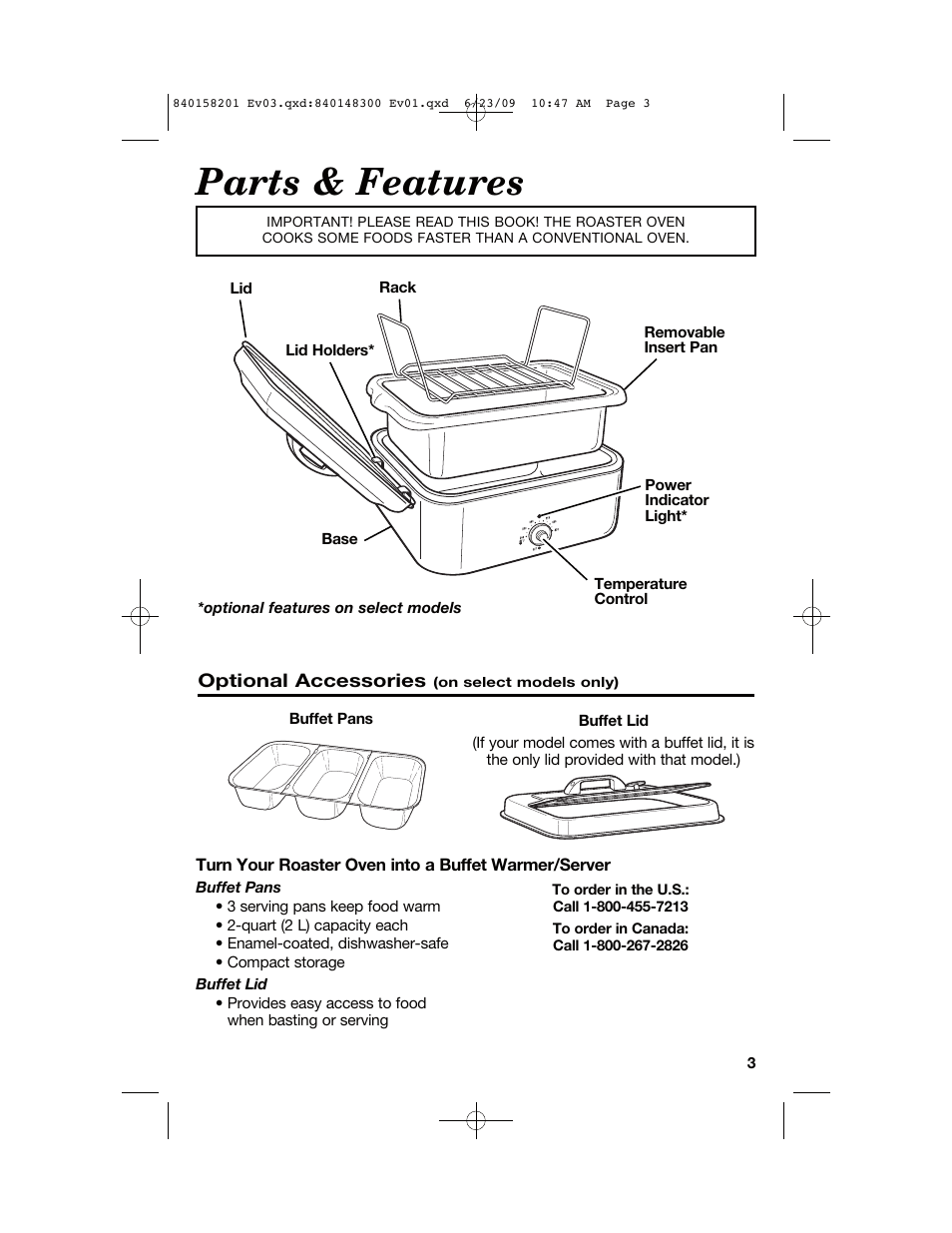 Parts & features | Hamilton Beach 840158201 User Manual | Page 3 / 32