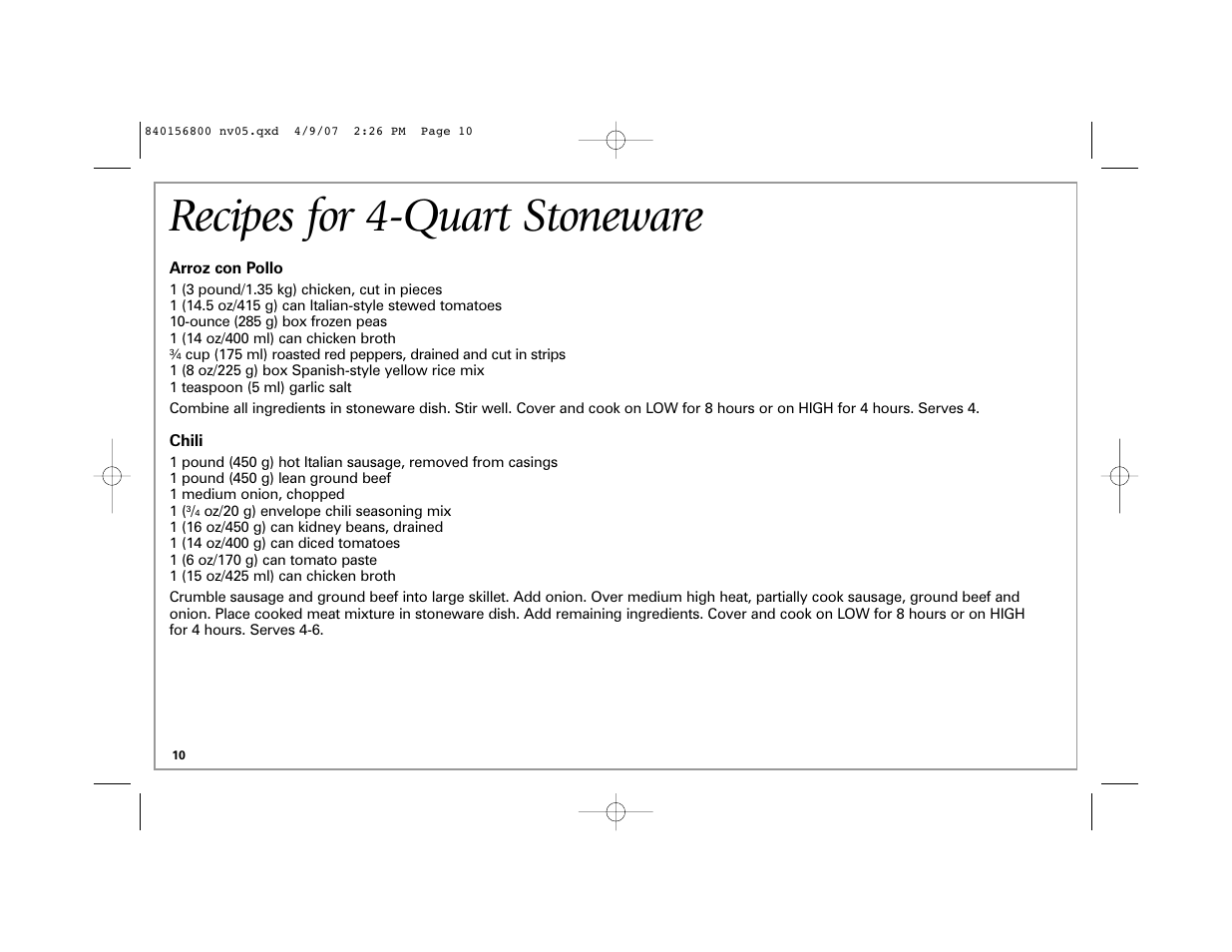 Recipes for 4-quart stoneware | Hamilton Beach 33134C User Manual | Page 10 / 44