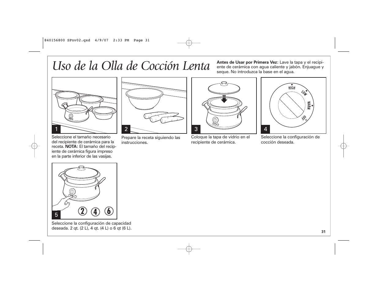 Uso de la olla de cocción lenta | Hamilton Beach 33134C User Manual | Page 31 / 44
