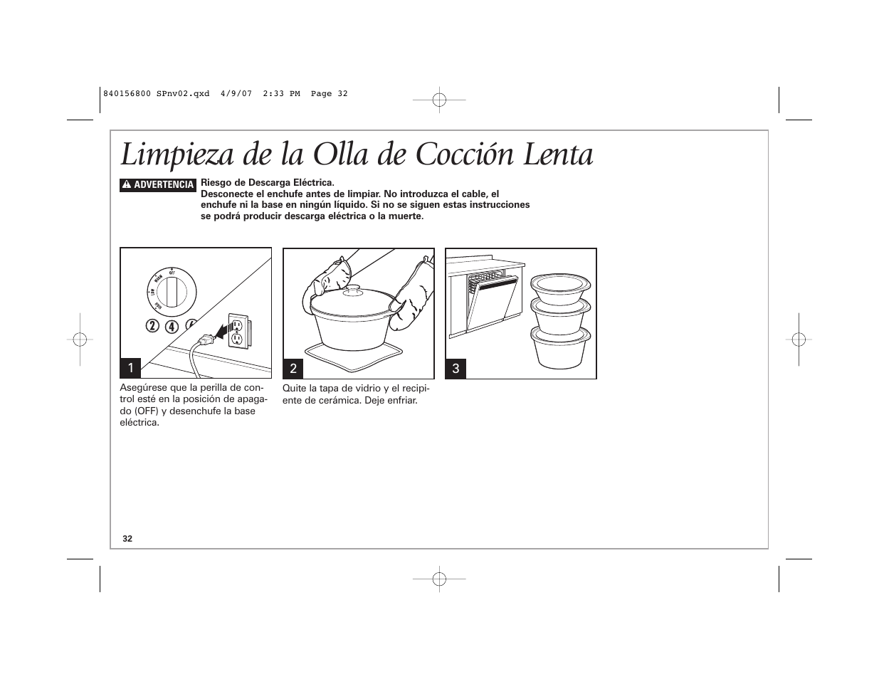 Limpieza de la olla de cocción lenta | Hamilton Beach 33134C User Manual | Page 32 / 44