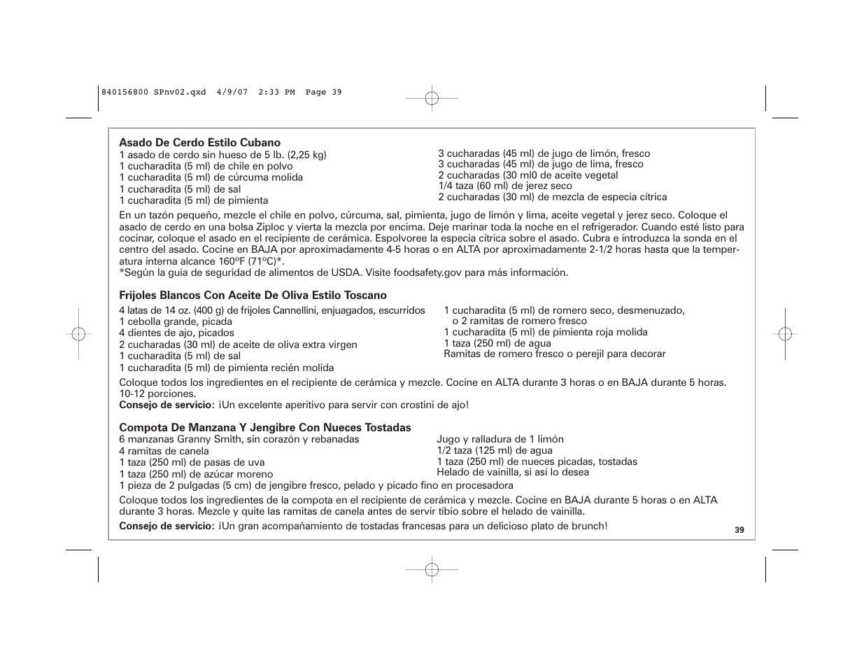 Hamilton Beach 33134C User Manual | Page 39 / 44