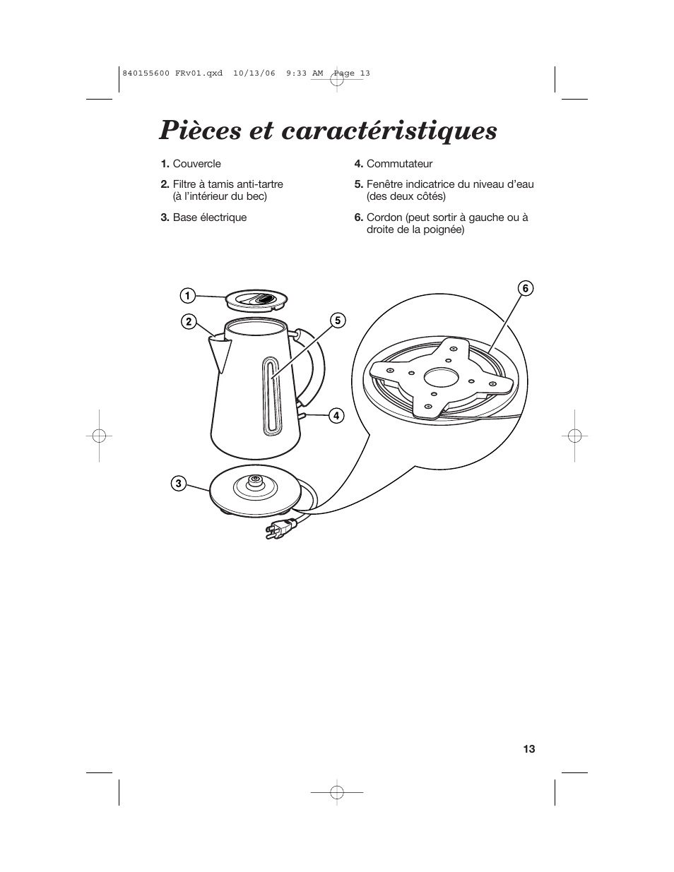 Pièces et caractéristiques | Hamilton Beach 40990 User Manual | Page 13 / 28