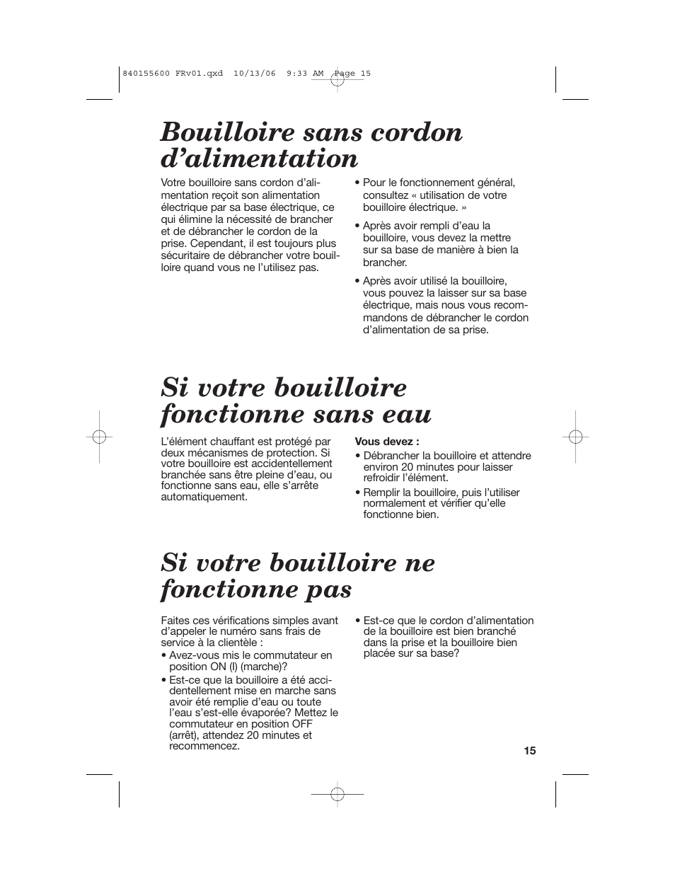 Si votre bouilloire ne fonctionne pas | Hamilton Beach 40990 User Manual | Page 15 / 28