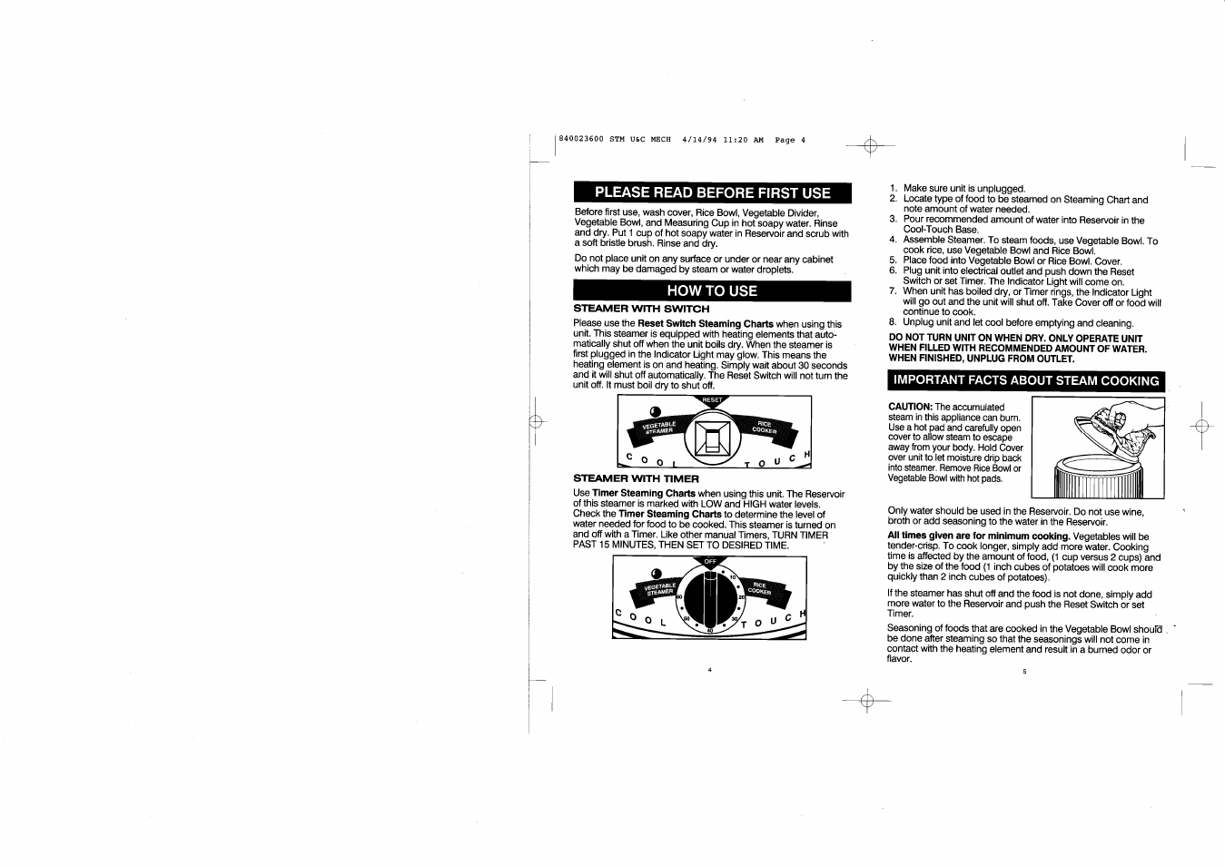 Important facts about steam cooking | Hamilton Beach 36500 User Manual | Page 3 / 9