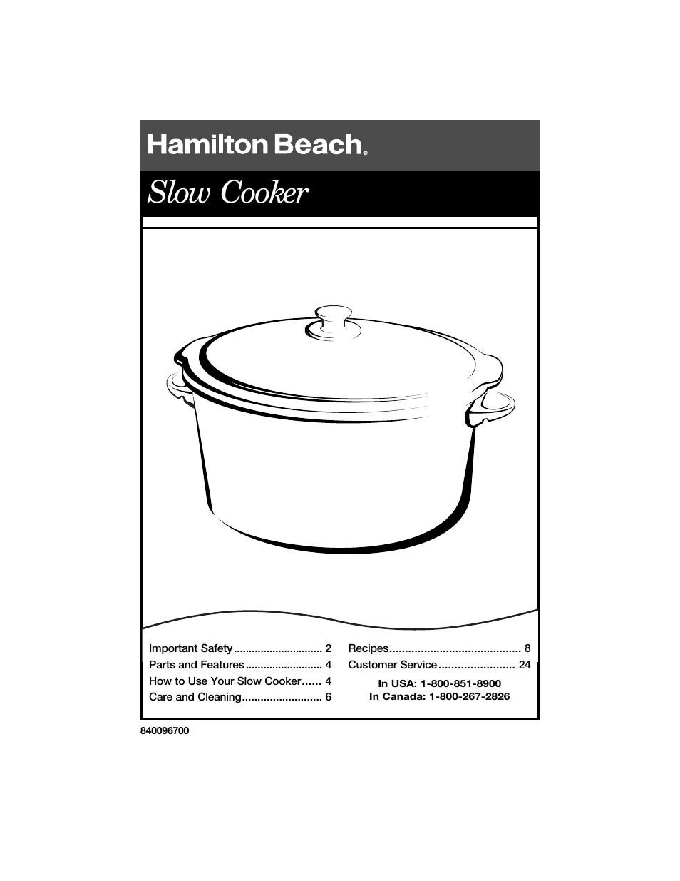 Hamilton Beach 840096700 User Manual | 24 pages
