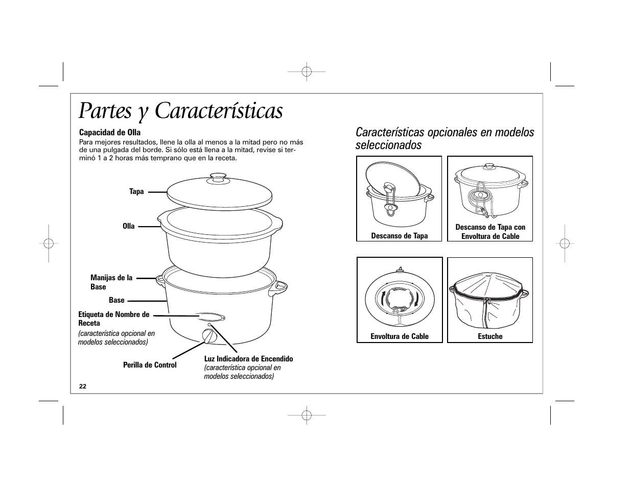 Partes y características | Hamilton Beach 33041 User Manual | Page 22 / 32