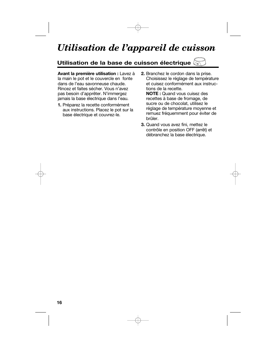 Utilisation de l’appareil de cuisson | Hamilton Beach Party Crock 840152602 User Manual | Page 16 / 36