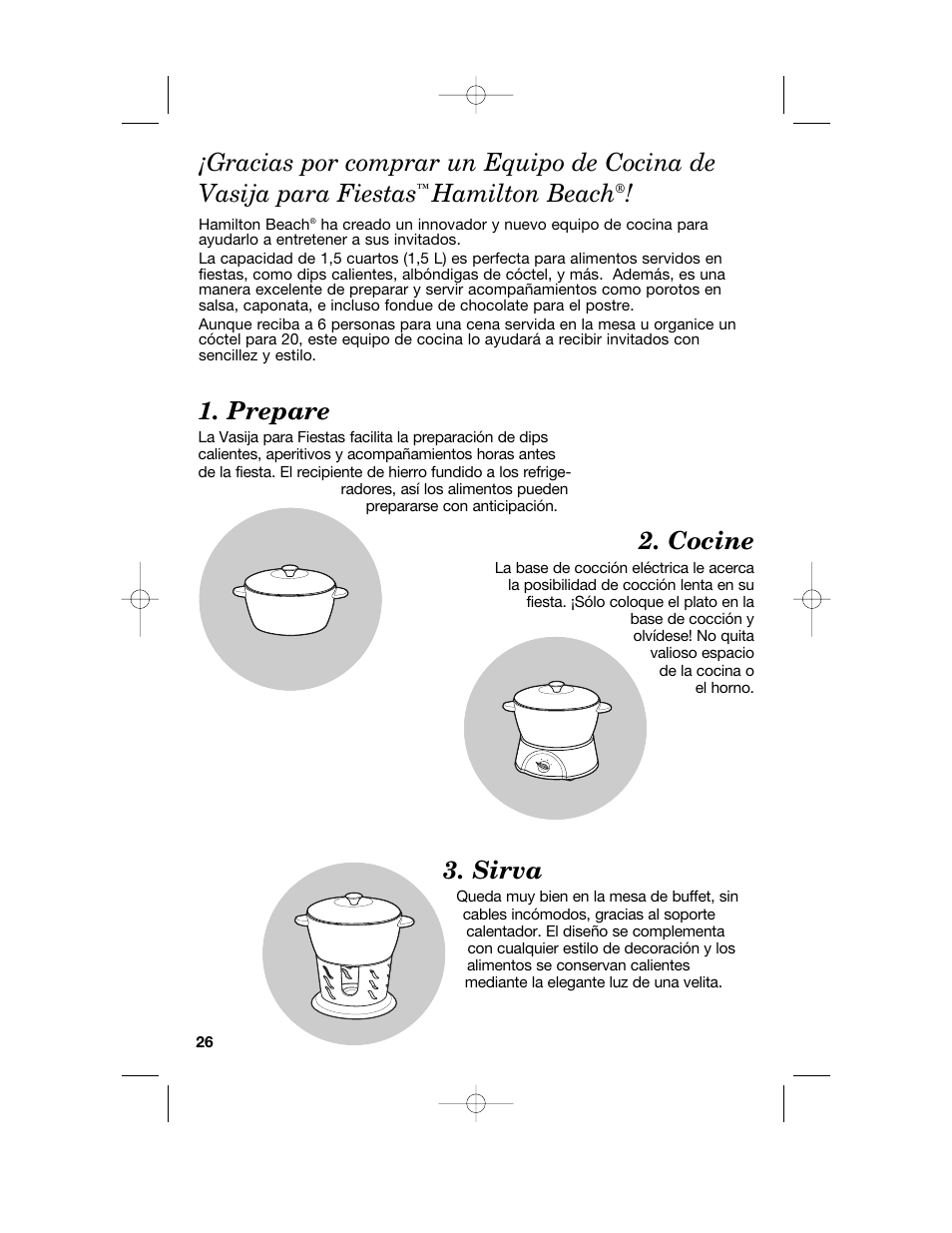 Sirva, Prepare, Cocine | Hamilton beach | Hamilton Beach Party Crock 840152602 User Manual | Page 26 / 36