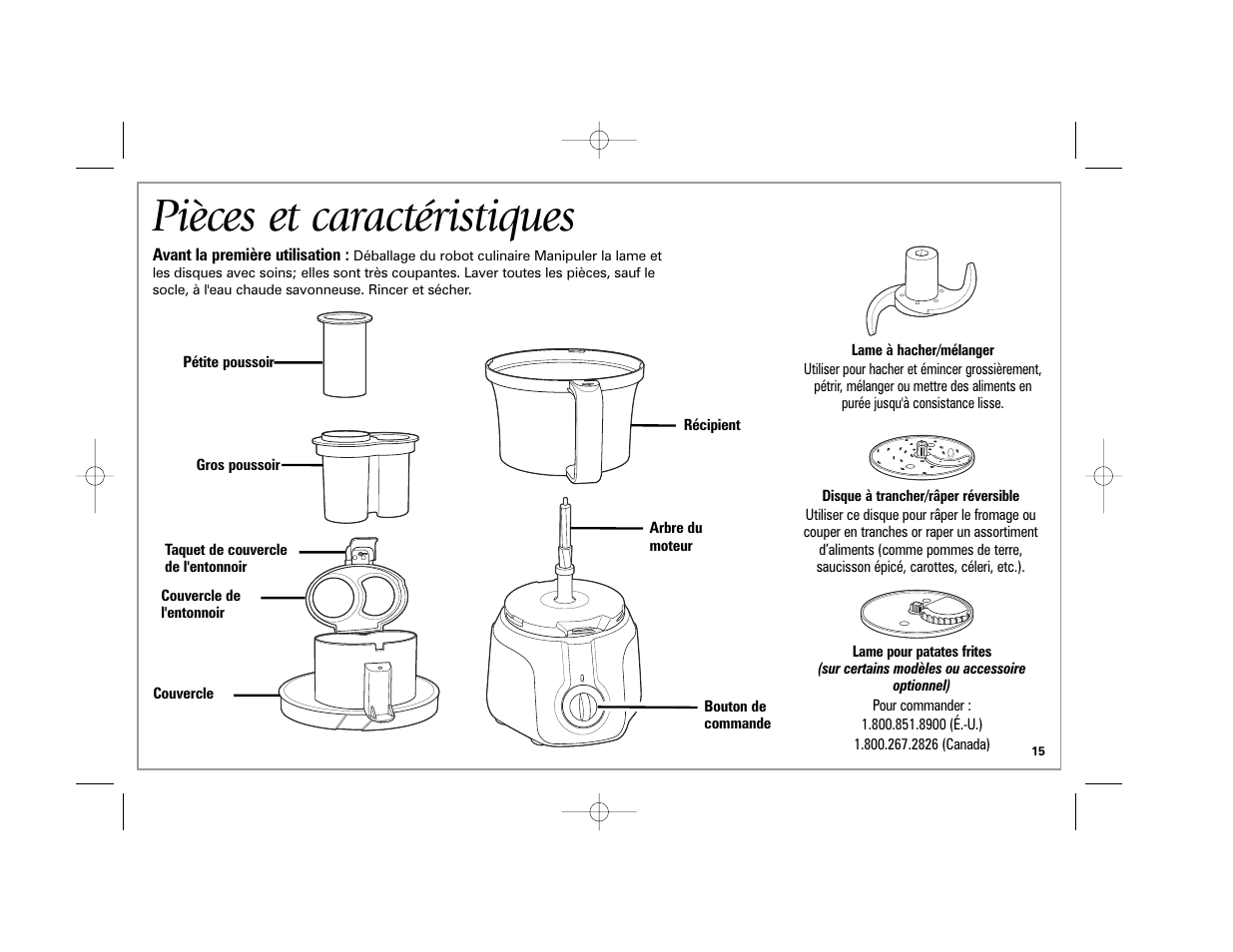 Pièces et caractéristiques | Hamilton Beach 70570C User Manual | Page 15 / 36