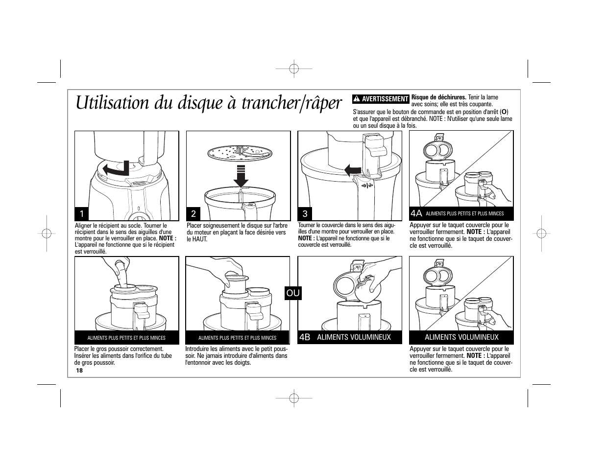 Utilisation du disque à trancher/râper | Hamilton Beach 70570C User Manual | Page 18 / 36