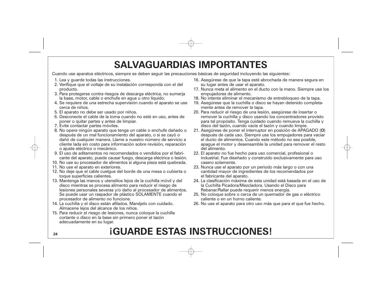 Salvaguardias importantes, Guarde estas instrucciones | Hamilton Beach 70570C User Manual | Page 24 / 36