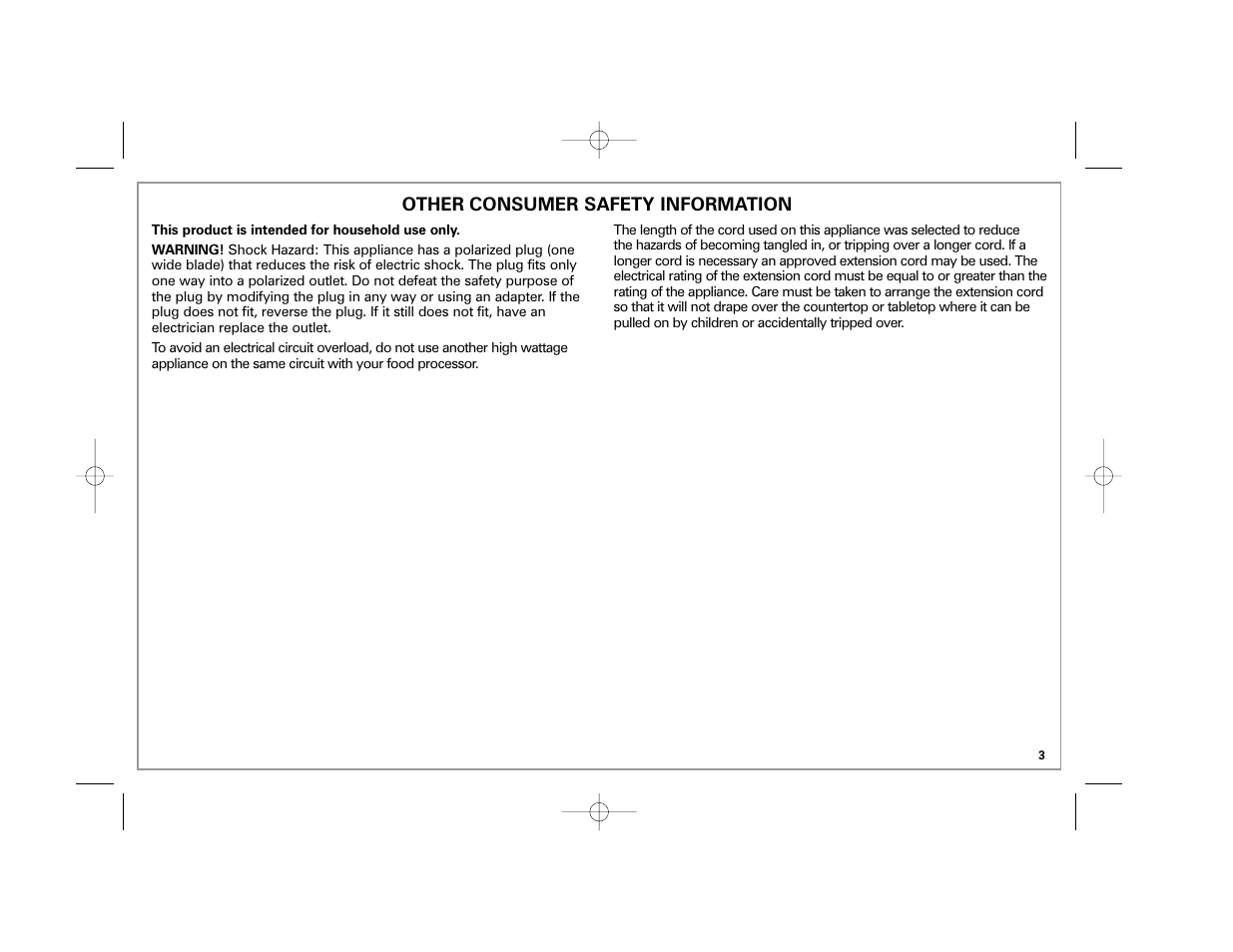 Other consumer safety information | Hamilton Beach 70570C User Manual | Page 3 / 36